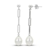 Thumbnail Image 1 of Cultured Pearl Paperclip Dangle Earrings Sterling Silver