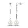 Thumbnail Image 0 of Cultured Pearl Paperclip Dangle Earrings Sterling Silver