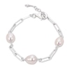 Thumbnail Image 1 of Cultured Pearl Paperclip Bracelet Sterling Silver 7.5&quot;