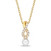 Thumbnail Image 1 of Cultured Pearl & White Lab-Created Sapphire Necklace 10K Yellow Gold 18&quot;