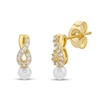 Cultured Pearl & White Lab-Created Sapphire Earrings 10K Yellow Gold