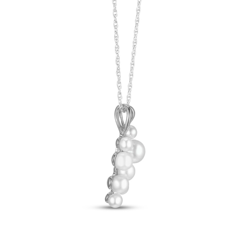 Main Image 2 of Cultured Pearl Cluster Necklace Round-Cut Sterling Silver 18&quot;