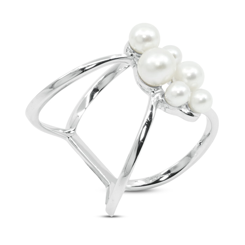 Cultured Pearl Cluster Ring Sterling Silver