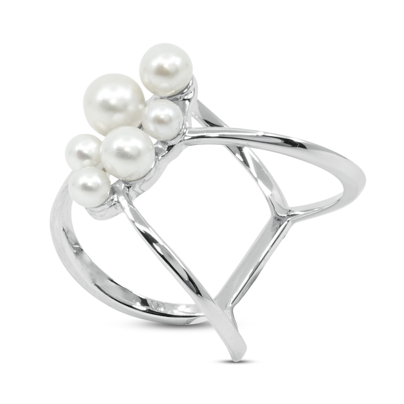 Cultured Pearl Cluster Ring Sterling Silver