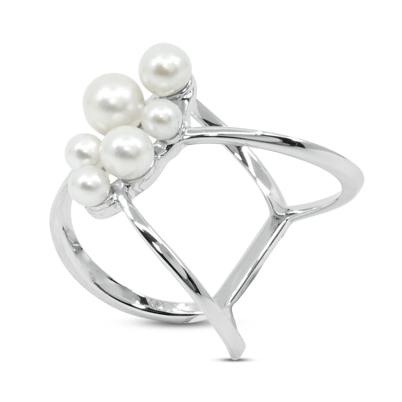 Main Image 3 of Cultured Pearl Cluster Ring Sterling Silver