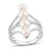 Thumbnail Image 1 of Cultured Pearl & White Lab-Created Sapphire Ring Sterling Silver