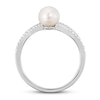 Thumbnail Image 3 of Cultured Pearl & White Lab-Created Sapphire Ring Sterling Silver