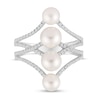 Thumbnail Image 4 of Cultured Pearl & White Lab-Created Sapphire Ring Sterling Silver