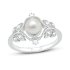 Thumbnail Image 0 of Cultured Pearl & White Lab-Created Sapphire Ring Sterling Silver