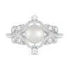 Thumbnail Image 2 of Cultured Pearl & White Lab-Created Sapphire Ring Sterling Silver