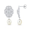 Thumbnail Image 2 of Cultured Pearl & White Lab-Created Sapphire Drop Earrings Sterling Silver