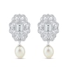 Thumbnail Image 3 of Cultured Pearl & White Lab-Created Sapphire Drop Earrings Sterling Silver