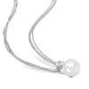 Thumbnail Image 2 of Cultured Pearl & White Topaz Necklace Sterling Silver 17&quot;