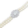 Thumbnail Image 2 of Cultured Pearl & White Lab-Created Sapphire Double Strand Bracelet Sterling Silver