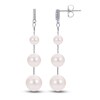 Thumbnail Image 0 of Cultured Pearl & White Lab-Created Sapphire Drop Earrings Sterling Silver