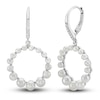 Thumbnail Image 0 of Cultured Pearl & White Lab-Created Sapphire Circle Earrings Sterling Silver