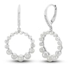 Thumbnail Image 1 of Cultured Pearl & White Lab-Created Sapphire Circle Earrings Sterling Silver