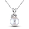Thumbnail Image 1 of Cultured Pearl & Diamond Necklace 10K White Gold 18&quot;