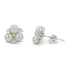 Cultured Pearl & White Lab-Created Sapphire Stud Earrings Sterling Silver
