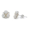 Thumbnail Image 1 of Cultured Pearl & White Lab-Created Sapphire Stud Earrings Sterling Silver