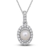 Thumbnail Image 1 of Cultured Pearl & White Lab-Created Sapphire Necklace Sterling Silver 18&quot;