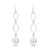 Thumbnail Image 1 of Cultured Pearl & White Lab-Created Sapphire Drop Earrings Sterling Silver
