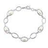 Thumbnail Image 1 of Cultured Pearl & White Lab-Created Sapphire Bracelet Sterling Silver 7.5&quot;