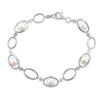 Thumbnail Image 0 of Cultured Pearl & White Lab-Created Sapphire Bracelet Sterling Silver 7.5"