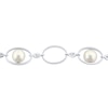 Thumbnail Image 2 of Cultured Pearl & White Lab-Created Sapphire Bracelet Sterling Silver 7.5"