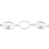 Thumbnail Image 3 of Cultured Pearl & White Lab-Created Sapphire Bracelet Sterling Silver 7.5&quot;
