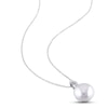 Thumbnail Image 3 of Cultured Pearl & Diamond Necklace Sterling Silver 18&quot;