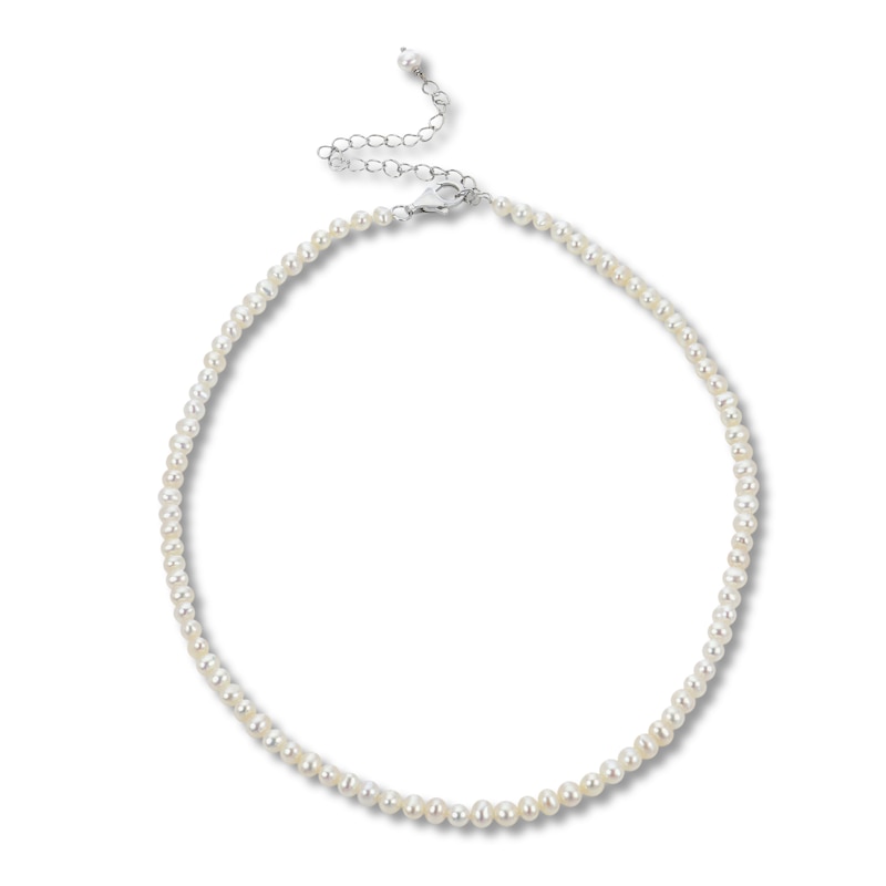 Main Image 1 of Cultured Pearl Choker Necklace Sterling Silver 16&quot;