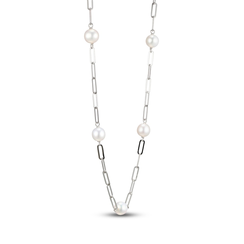 Main Image 3 of Cultured Pearl Necklace Sterling Silver 17&quot;