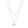 Thumbnail Image 1 of Cultured Pearl & White Lab-Created Sapphire Layered Necklace Sterling Silver 19&quot;