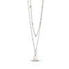 Thumbnail Image 2 of Cultured Pearl & White Lab-Created Sapphire Layered Necklace Sterling Silver 19&quot;