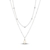 Thumbnail Image 3 of Cultured Pearl & White Lab-Created Sapphire Layered Necklace Sterling Silver 19&quot;