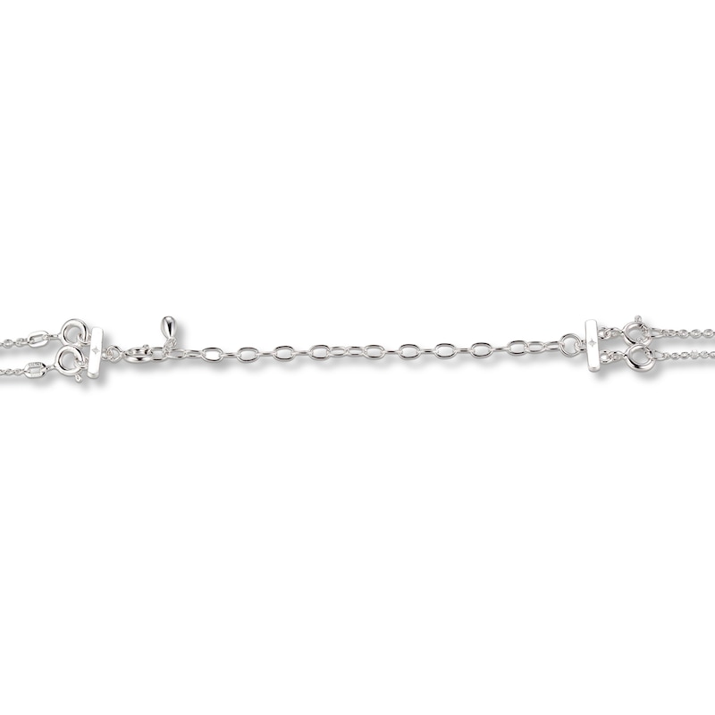 Main Image 4 of Cultured Pearl & White Lab-Created Sapphire Layered Necklace Sterling Silver 19&quot;