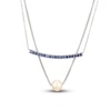 Thumbnail Image 1 of Cultured Pearl & Blue Lab-Created Sapphire Layered Necklace Sterling Silver 18&quot;