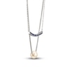 Thumbnail Image 2 of Cultured Pearl & Blue Lab-Created Sapphire Layered Necklace Sterling Silver 18&quot;