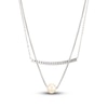 Thumbnail Image 3 of Cultured Pearl & Blue Lab-Created Sapphire Layered Necklace Sterling Silver 18&quot;