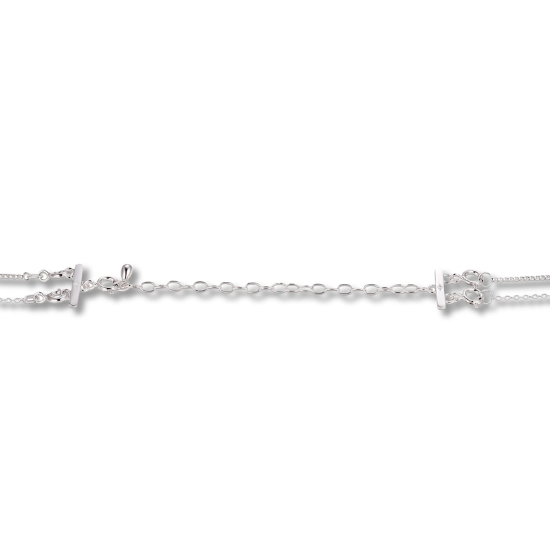 Main Image 4 of Cultured Pearl & Blue Lab-Created Sapphire Layered Necklace Sterling Silver 18&quot;