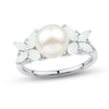 Cultured Pearl, Lab-Created Opal & White Lab-Created Sapphire Ring Sterling Silver