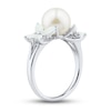 Cultured Pearl, Lab-Created Opal & White Lab-Created Sapphire Ring Sterling Silver