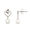 Thumbnail Image 1 of Cultured Pearl Drop Heart Earrings Sterling Silver