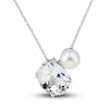 Thumbnail Image 1 of Cultured Pearl & White Lab-Created Sapphire Necklace Sterling Silver 18&quot;