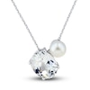 Thumbnail Image 0 of Cultured Pearl & White Lab-Created Sapphire Necklace Sterling Silver 18"