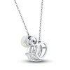 Thumbnail Image 3 of Cultured Pearl & White Lab-Created Sapphire Necklace Sterling Silver 18&quot;