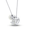 Thumbnail Image 2 of Cultured Pearl & White Lab-Created Sapphire Necklace Sterling Silver 18"