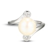 Thumbnail Image 1 of Cultured Pearl & White Lab-Created Sapphire Ring Sterling Silver