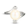 Thumbnail Image 0 of Cultured Pearl & White Lab-Created Sapphire Ring Sterling Silver